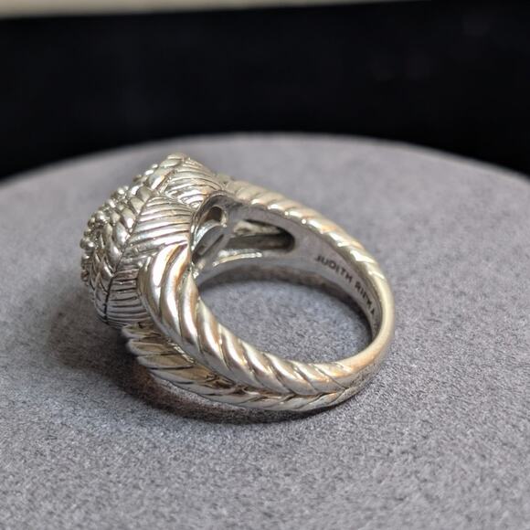 Judith Ripka Classic Diamonique 925 Sterling Silver Cluster Heart Ring Sz 5.75 - Picture 7 of 15